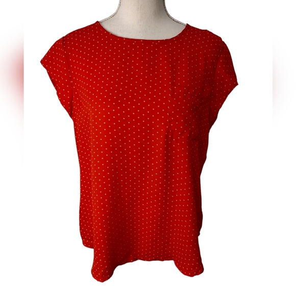 Size L Lily White red small polka dot shirt - Picture 1 of 8